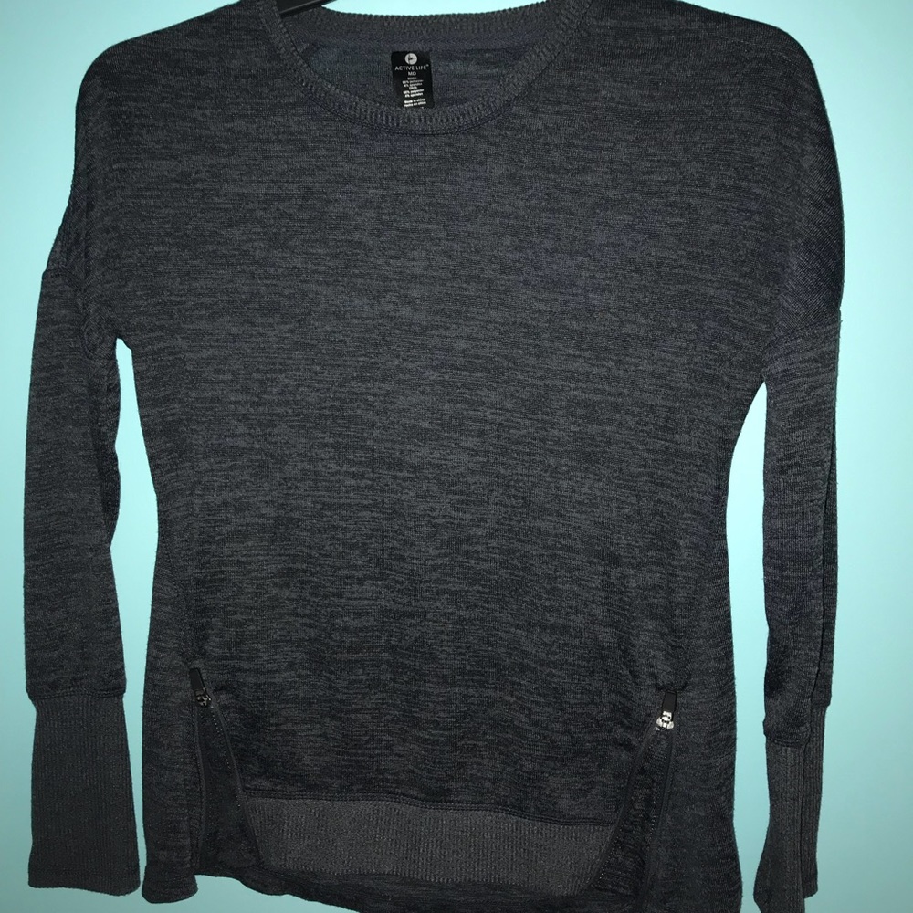 Dark gray athletic long sleeve top